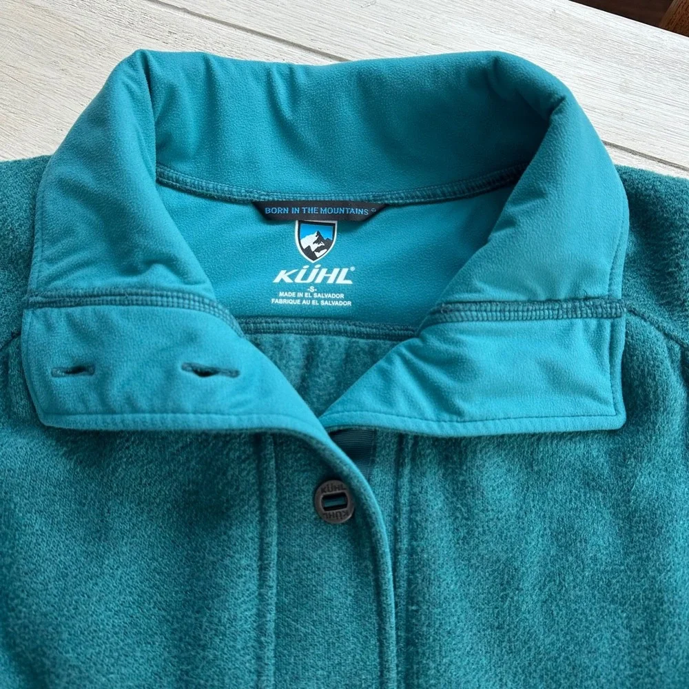 KUHL Teal Alpaca Fleece‎ Button Front Collared Jacket Women's Long Small